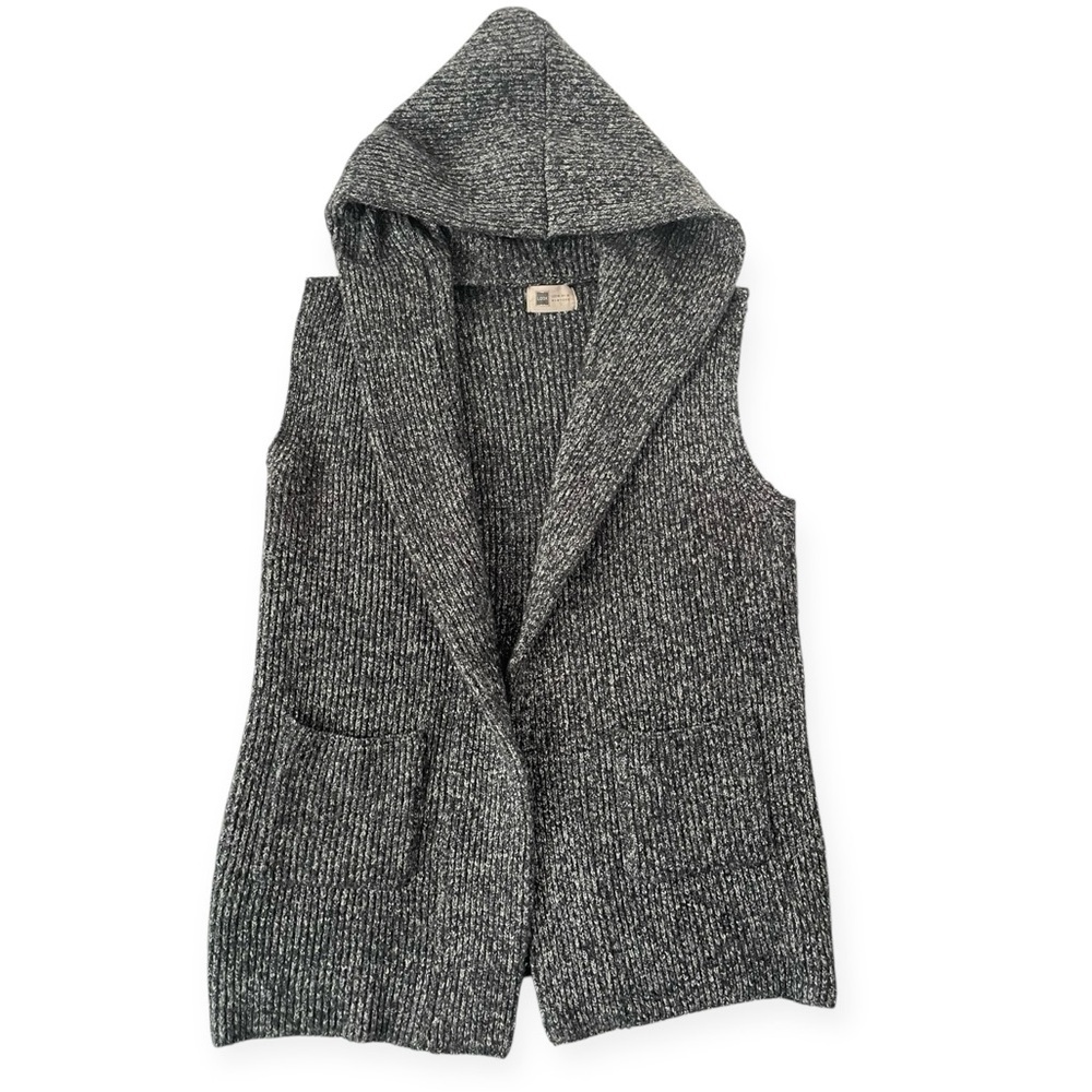 Look By M New York Womens Knit Cardigan Vest One Size Charcoal Gray Cozy neutral